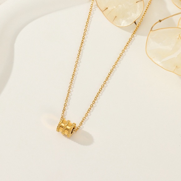 NEW💎18K Gold Plated Dainty Necklace*Barrel Necklace*AR - Picture 2 of 5